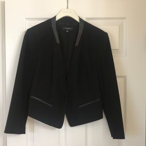 Ann Taylor tuxedo blazer with faux leather trim